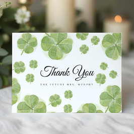 Lycklig kärlek Grön Shamrock Bröllopsdusch Tack Kort