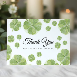 Lycklig kärlek Grön Shamrock Bröllopsdusch Tack Kort