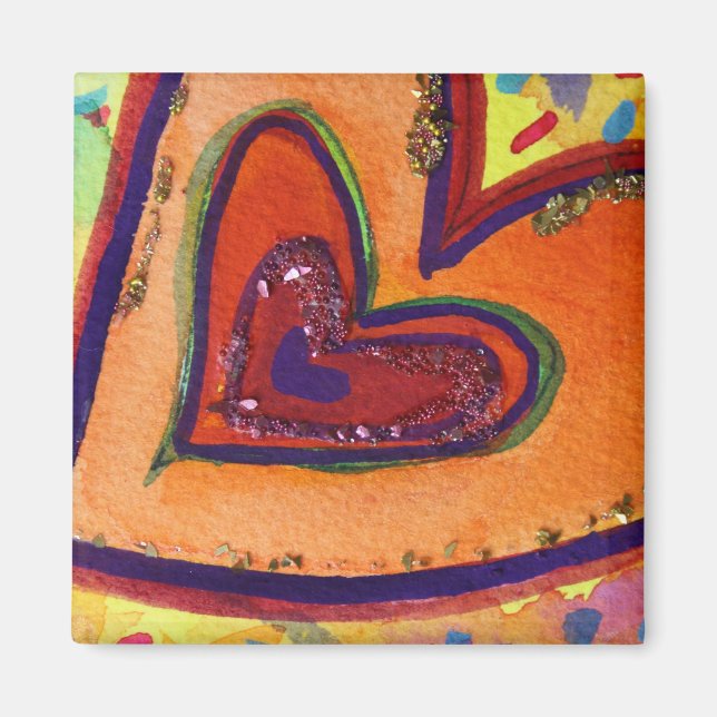 Lycklig Kärlek Hearts Art Anpassningsbar Fridge Ma Magnet (Framsidan)