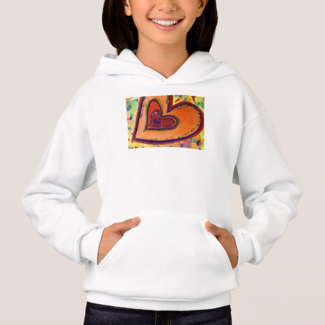 Lycklig Kärlek Hearts Art Hoodie Sweatshirt T Shirt (Framsida)