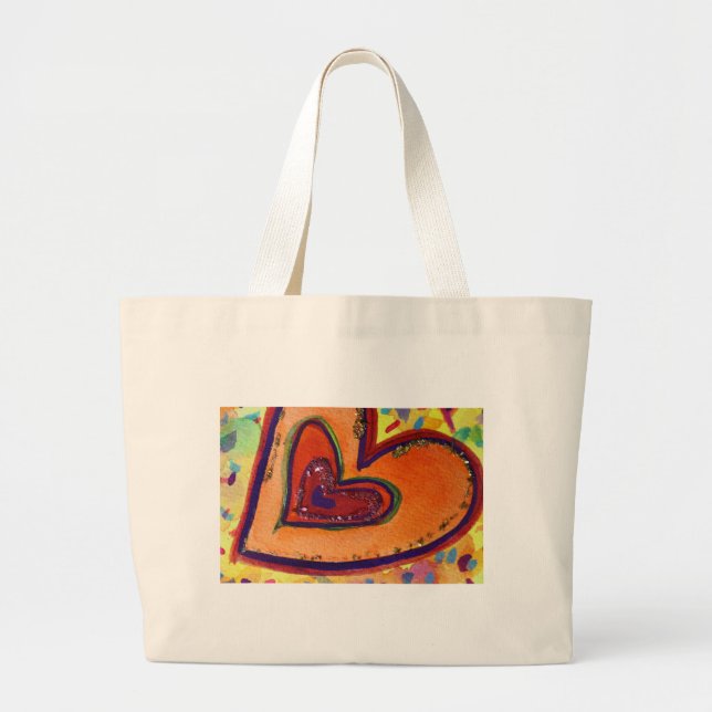 Lycklig Kärlek Hearts Art Inspirational Tote Bag Jumbo Tygkasse (Framsidan)