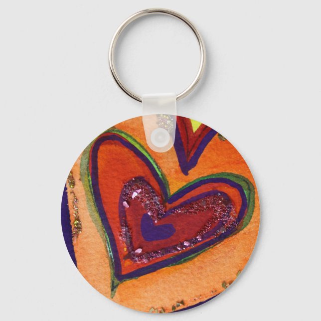Lycklig Kärlek Hearts Pendant Art Keychain Charm Nyckelring (Framsida)