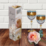 Lycklig Kärlek Joy Ro Presentask för Vinflaska<br><div class="desc">Vinpresentlåda med vackra bilder av persikofärgad ro på en mjuk grått-rosa-bakgrund. Vackert som gåva till Mors dag,  bröllop eller romantiskt firande.</div>
