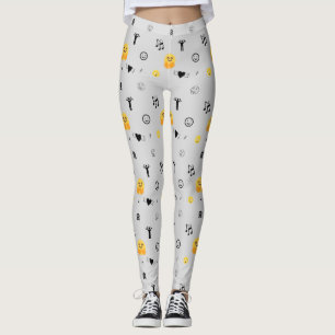 lycklig, kärlek, leende, musikemojis mönster på si leggings