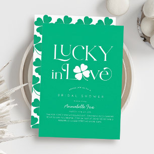 Lycklig kärlek Shamrock Grön Bröllopsdusch Inbjudningar