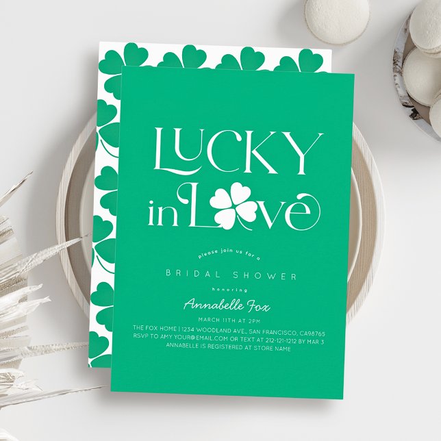 Lycklig kärlek Shamrock Grön Bröllopsdusch Inbjudningar (Skapare uppladdad)