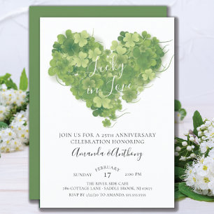 Lycklig kärlek Shamrock Heart-årsdag Inbjudningar