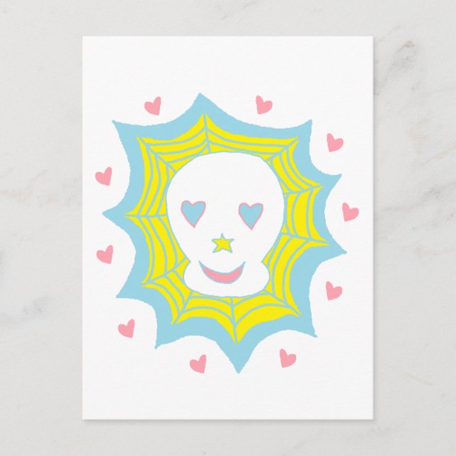 Lycklig Kärlek Skull Vykort (Framsida)