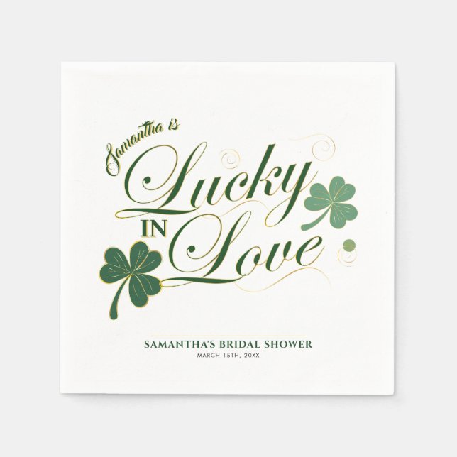 Lycklig kärlek St Patricks moderna bröllopsfest  Pappersservett (Framsidan)