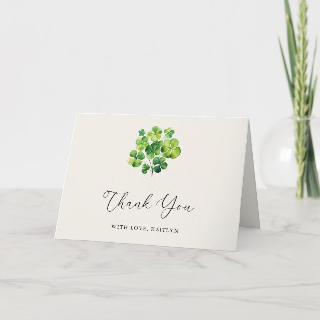 Lycklig kärleks Shamrock Bröllopsdusch Tack Kort (Framsida)