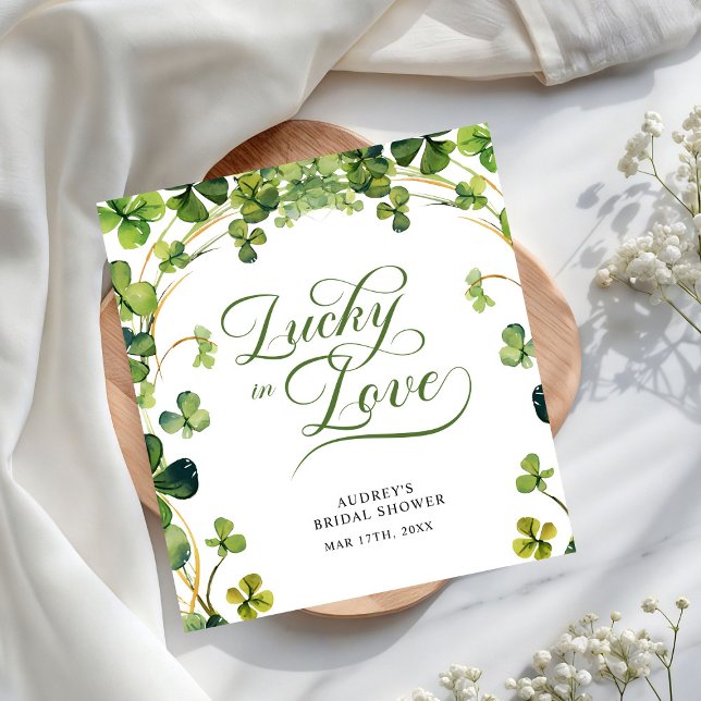 Lycklig kärleksbröllopsfest grön shamrock  pappersservett (Skapare uppladdad)