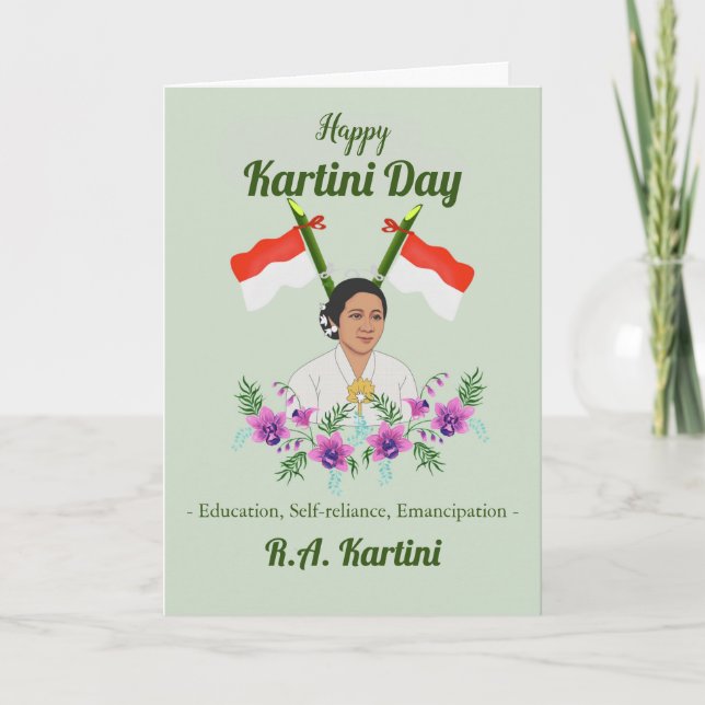 Lycklig Kartini Day Womens indonesisk Hero Kort (Framsida)