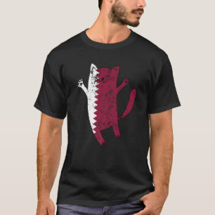 Lycklig Kat Qatar Flagga T Shirt