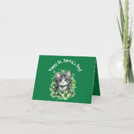 Lycklig Katt Ansikte St. Patrick's Day För Kattäls Helgkort