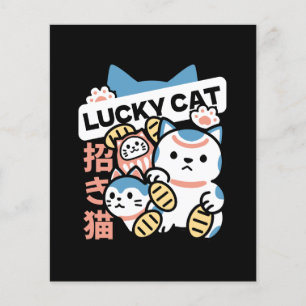 Lycklig Katt Konst – Maneki Neko med Guldmynt Flygblad