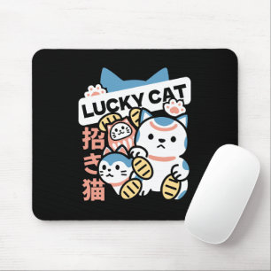 Lycklig Katt Konst – Maneki Neko med Guldmynt Musmatta