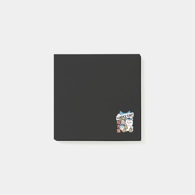 Lycklig Katt Konst – Maneki Neko med Guldmynt Post-it Block (Framsida)