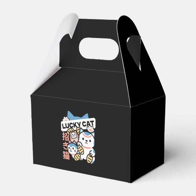 Lycklig Katt Konst – Maneki Neko med Guldmynt Presentaskar (Framsidan Sidan)