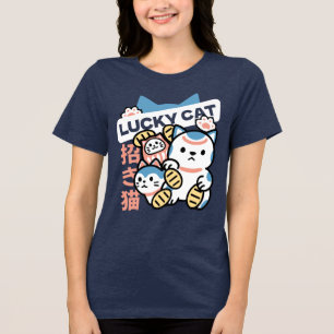 Lycklig Katt Konst – Maneki Neko med Guldmynt T Shirt
