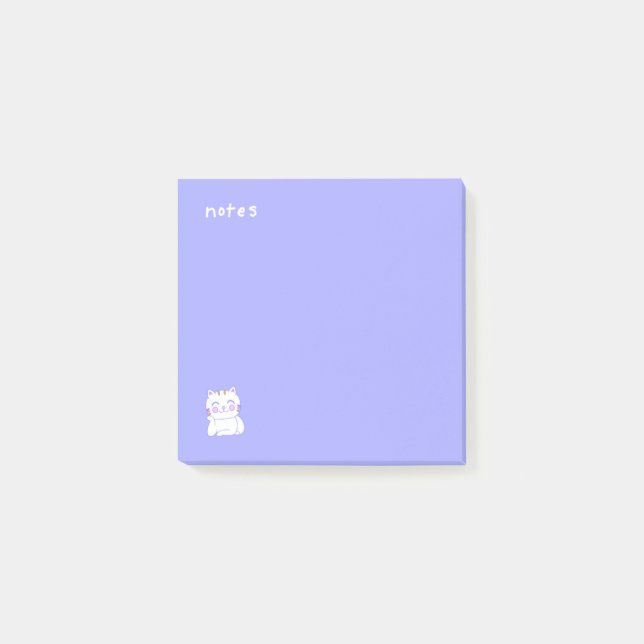 Lycklig Katt Lila Post-it Block (Framsida)