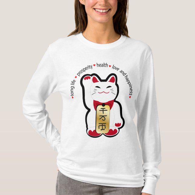 Lycklig katt - Maneki Neko Tröja (Framsida)