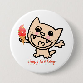 Lycklig-katt med isgrädde knapp