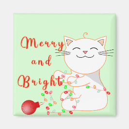 Lycklig-katt med LED-ljus | Cute-jul Magnet