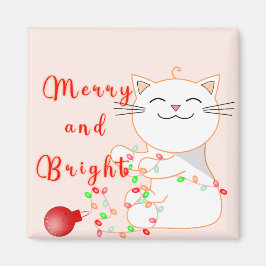 Lycklig-katt med LED-ljus | Cute-jul Magnet