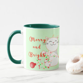 Lycklig-katt med LED-ljus | Cute-jul Mugg
