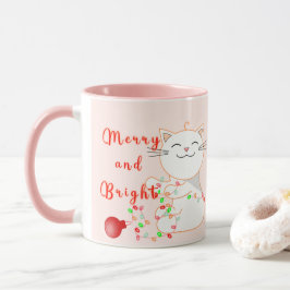 Lycklig-katt med LED-ljus | Cute-jul Mugg
