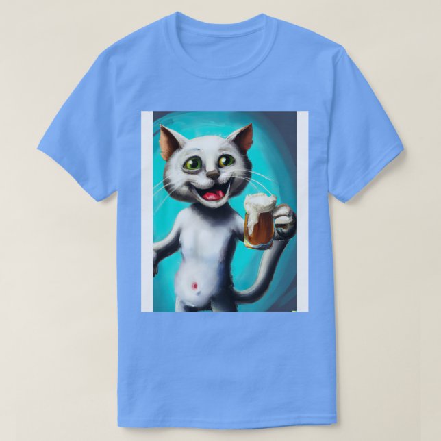 Lycklig Katt med öl 1 T Shirt (Design framsida)