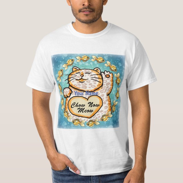 Lycklig Katt Mjao  T Shirt (Framsida)