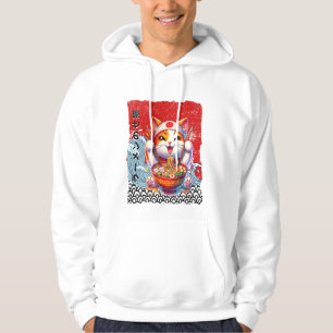 Lycklig katt nudelälskare hoodie