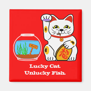 Lycklig katt. Olycklig fisk Magnet