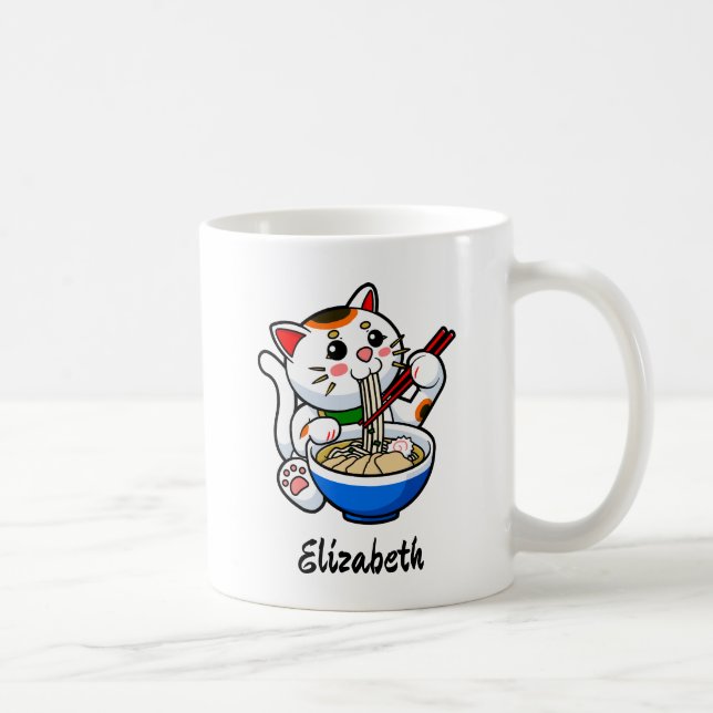 Lycklig katt Ramen- Personlig Kaffemugg (Höger)