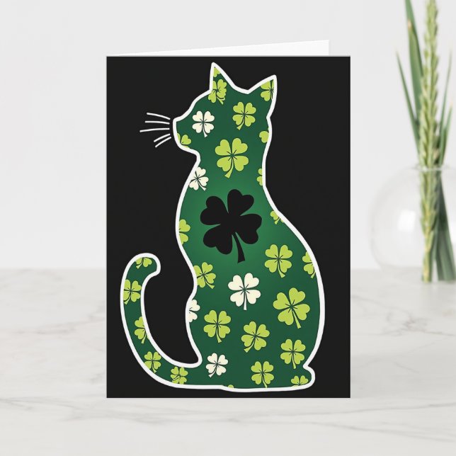 Lycklig Katt Shamrock Konst Kort (Framsida)