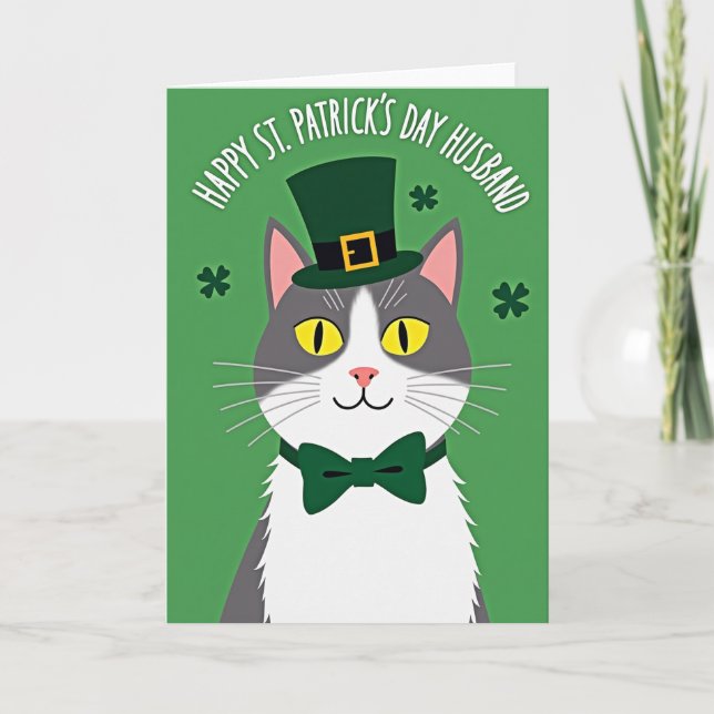 Lycklig Katt St Patricks Day Make Card Kort (Framsida)