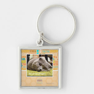 Lycklig katt, ut ur lycklig fyrkantig silverfärgad nyckelring