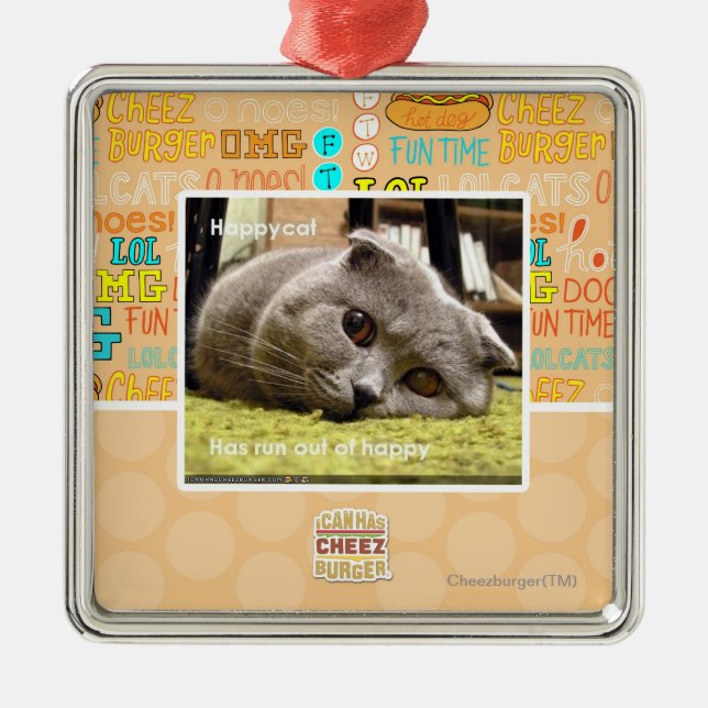 Lycklig katt, ut ur lycklig julgransprydnad metall (Framsidan)