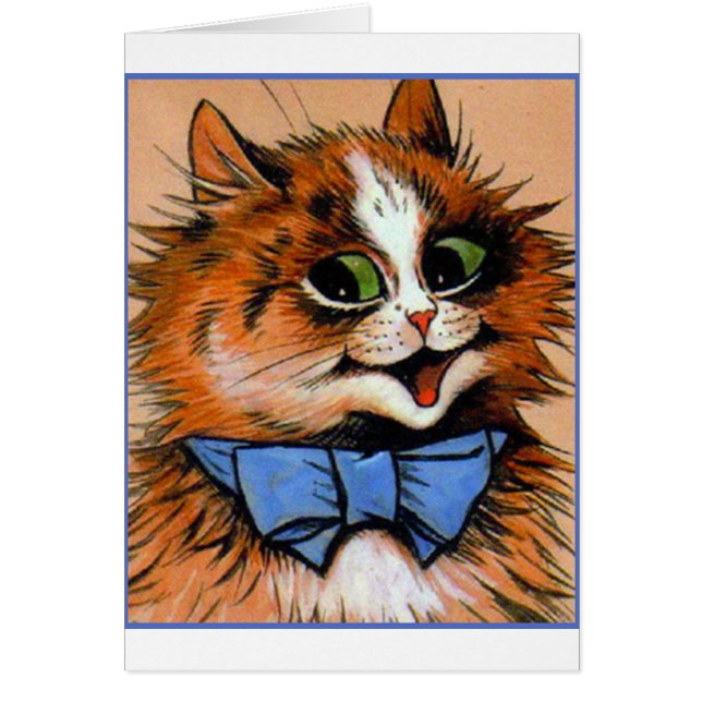 Lycklig katt (vintage bild) hälsningskort (Framsidan)