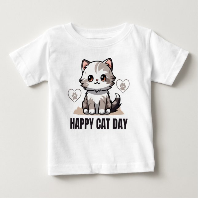 Lycklig kattdag baby T-Shirt (Framsida)