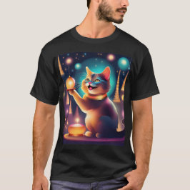 Lycklig-katten fyller år, dekorativ kudde t shirt