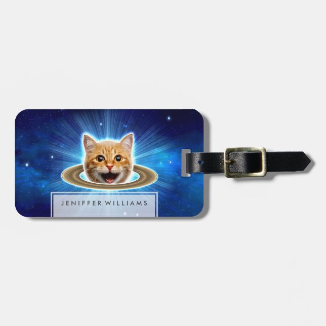 Lycklig-katten i rymden. bagagebricka (Horisontell Framsida)