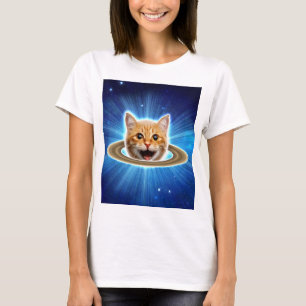 Lycklig-katten i rymden. t shirt