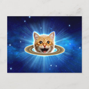Lycklig-katten i rymden. vykort