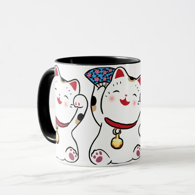 Lycklig kattManeki Neko mugg (Framsida vänster)