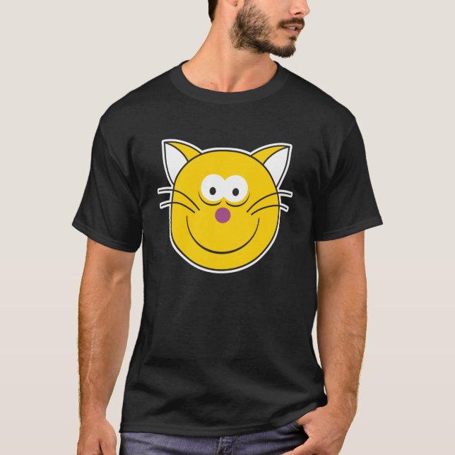 Lycklig Kattunge Ansikte T Shirt (Framsida)