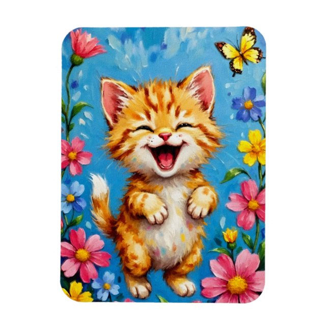 Lycklig Kattunge Garden Magnet (Vertikal)
