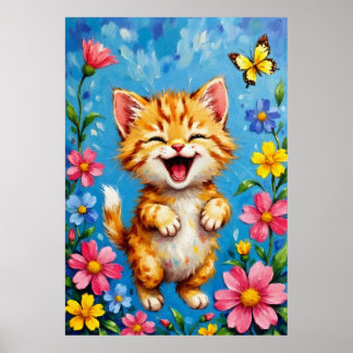 Lycklig Kattunge Garden Poster