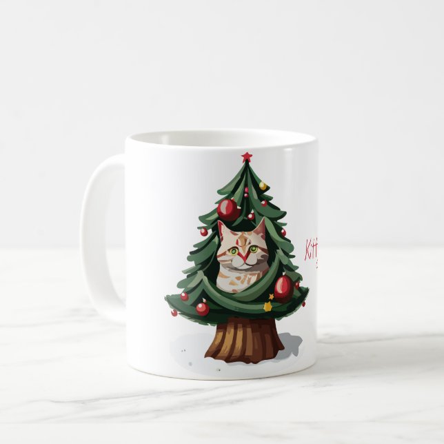 Lycklig Kattunge jul Kaffemugg (Framsida vänster)